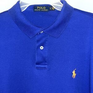 Polo Ralph Lauren Blue w/ Orange pony soft golf polo shirt L New York Mets color